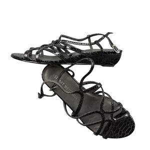 Stuart Weitzman Black Strappy Sandals Leather Sole EU 37 US 6.5